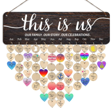 Calendário de Aniversários em Madeira para Família, Quadro Decorativo para Pendurar na Parede, Ideal para Projetos DIY, Fácil de Instalar.