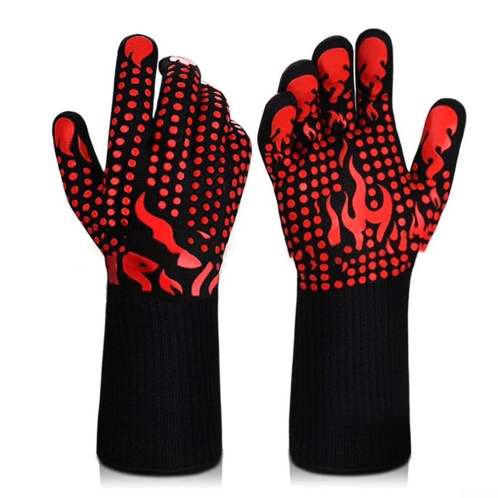 Heat Resistant Fire Proof Guant Long Leather Welding Gloves For Bbq Mig Welding Long Gauntlets Burning Fireplace Red 9323874203485