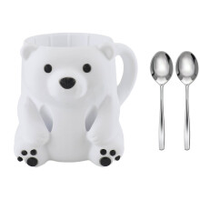 Funny Animal Shape Ice Cream Pints-Polar Bear White With spoon
