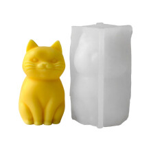 Moule à bougie 3D en forme de chats, en Silicone réutilisable,