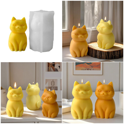 Moule à bougie 3D en forme de chats, en Silicone réutilisable, 1
