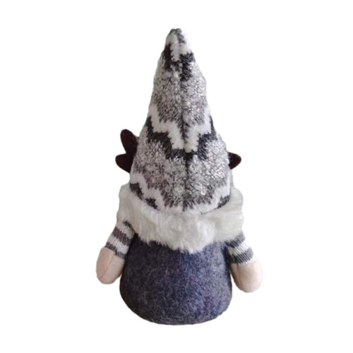 Gestrickte Weihnachts-Hirschgeweih-Mütze,-Schnurrbartpuppe