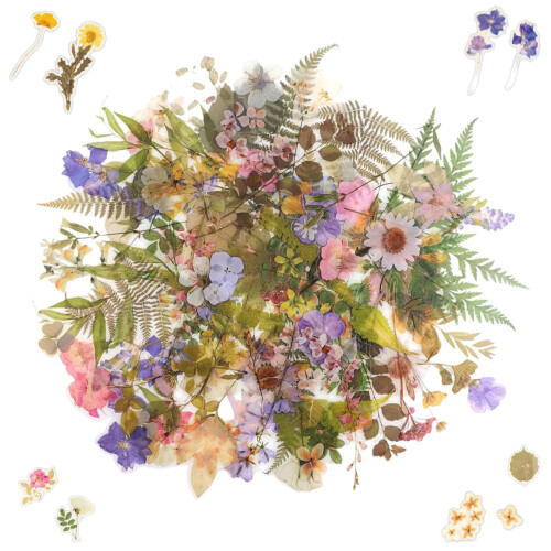 Σετ αυτοκόλλητων scrapbooking λουλουδιών 160 τεμαχίων, χαρτί scrapbooking PET για τοπίο κήπου,