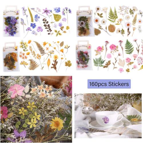 Σετ αυτοκόλλητων scrapbooking λουλουδιών 160 τεμαχίων, χαρτί scrapbooking PET για τοπίο κήπου, 1