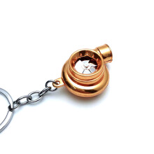 Chaveiro Mini Turbo Automotivo, Decoração para Carro com Ação de Turbina Giratória e Design Criativo em Espiral, Chaveiro de Metal Luminoso com