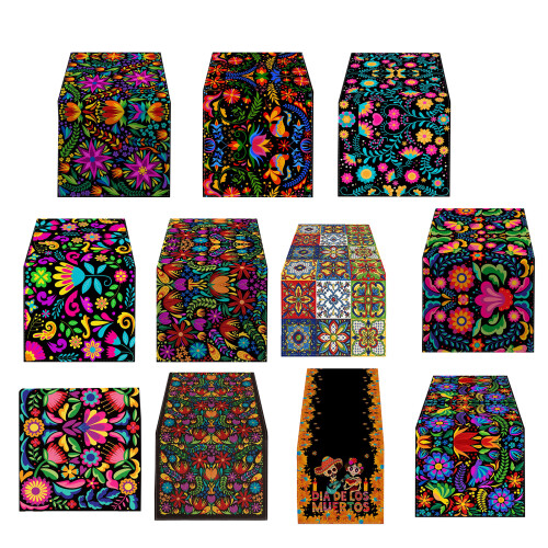 Mexico Linen Table Runner Kitchen Dining Table Decor Colorful-2 1