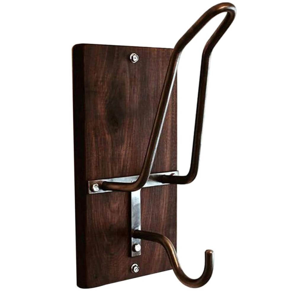 Wall Mounted Motorcycle Helmet Rack With Wooden Board And Metal Hook, Spacesaving, Vintage Style, Color May Vary 9339159466742