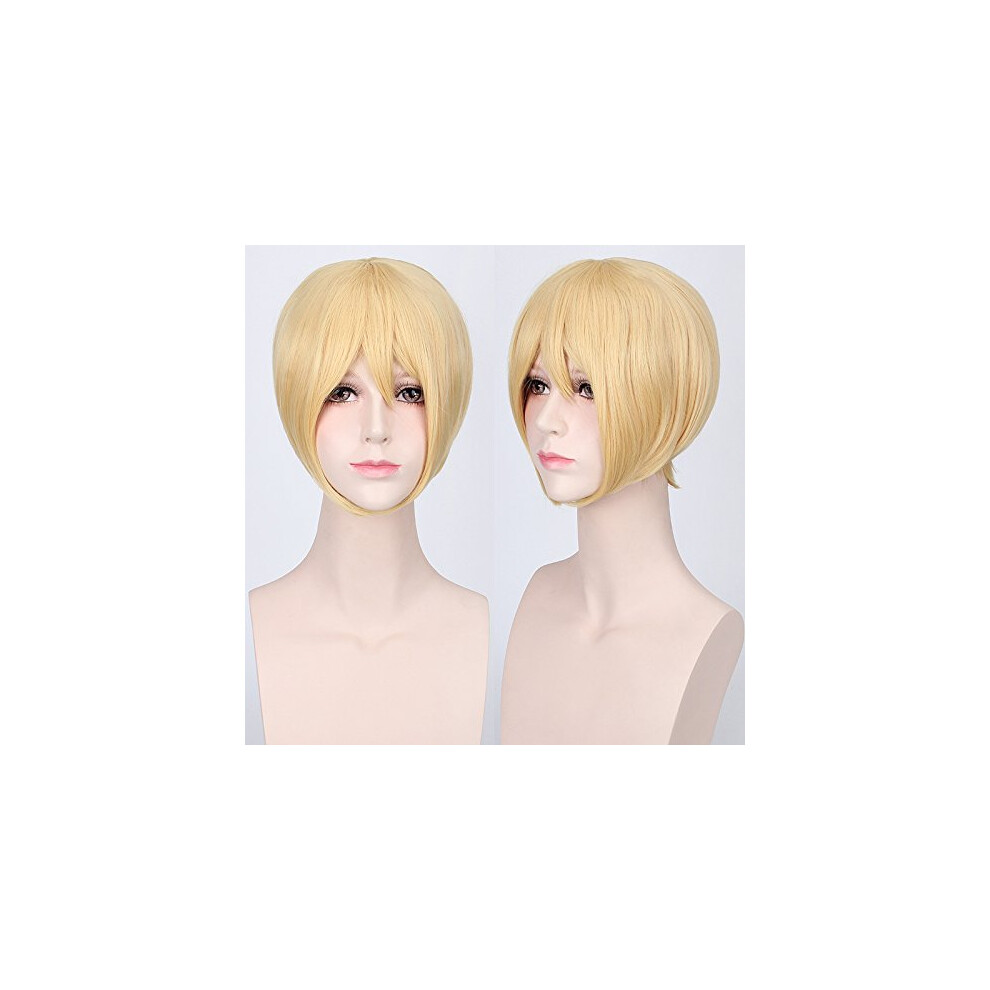 Unisex White,Orange,Black Cosplay Wig Multicoloured Short Hair Universal Fit Black And White Bobo Headgear Colour K04722 Orange Red