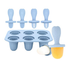 Teething Ice Popsicles Molds For Infants Silicone Cubes Tray Chewable Edges Dishwasher Safe 6 Piece Gray Blue Model C