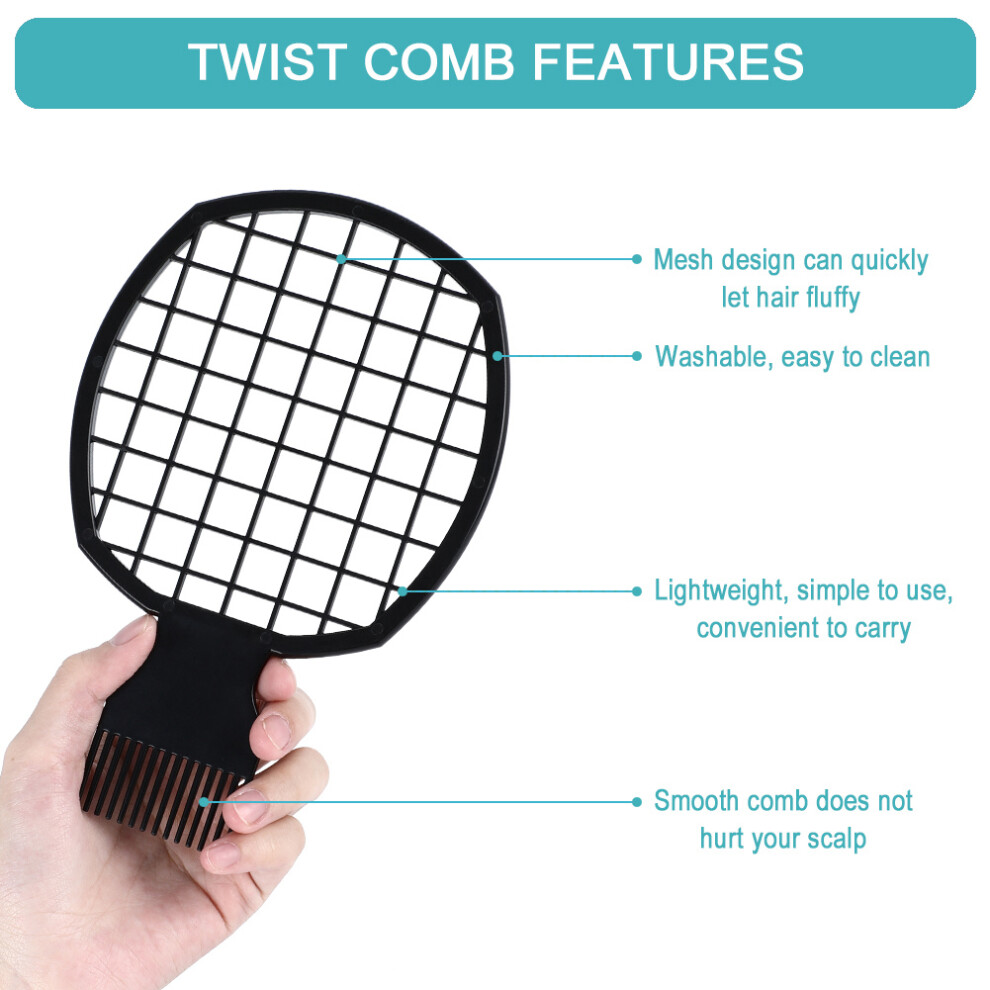 Unisex Black 3-Piece Hair Comb Set For Afro, Metal Pick & Wide Tooth Â