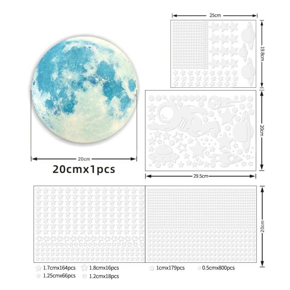 1520 Pcs Rocket Astronaut  Glow In The Dark Wall Stickers, tars Moon Rocket and Planets Stickers For Ceiling Or Walls, Cosmic Room Decoration For Kids