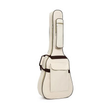 Guitar Bag 41 Inch Beige Waterproof Thick Sponge Padding Backpack With Double Shoulder Straps Side Handle Multi Pocket
