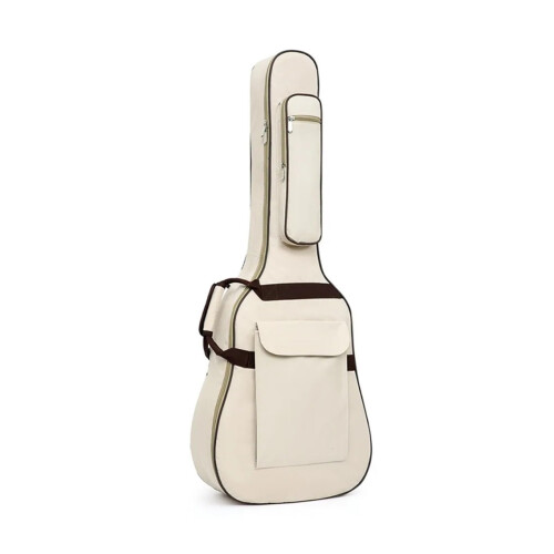 Guitar Bag 41 Inch Beige Waterproof Thick Sponge Padding Backpack With Double Shoulder Straps Side Handle Multi Pocket