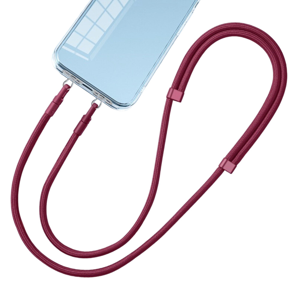 Double Rings Phone Strap Patches-Claret Crossbody Lanyard 7704000212786