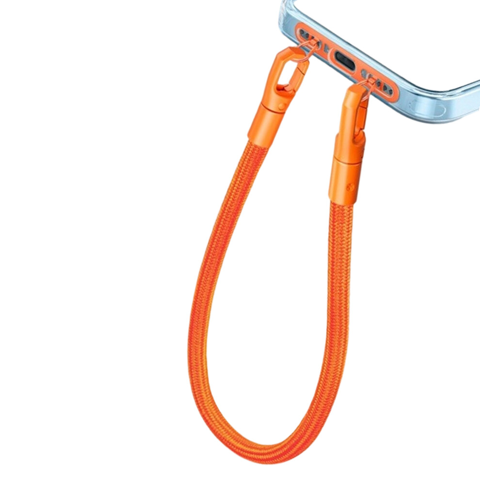 Metal Phone Lanyard Clip With Double-Emma Wrist Lanyard Orange 7704000212977