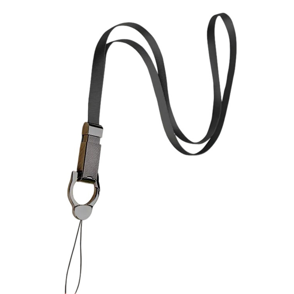 Multipurpose Nylon Phone Strap Necklace Cord With Metal- Black 7704000213677