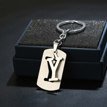 Llavero colgante de metal con elegante diseño de alfabeto, llaveros de acero inoxidable con alfabeto en un estilo sencillo y chic, iniciales