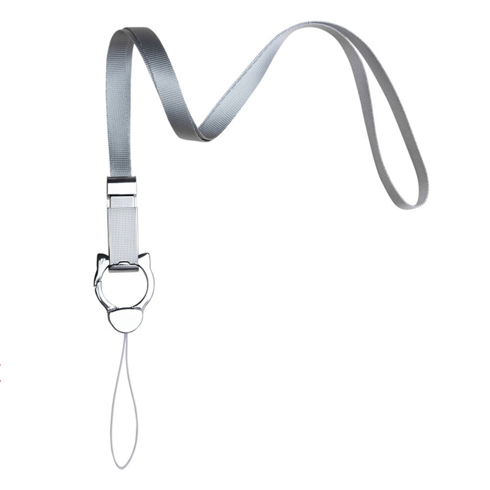 Multipurpose Nylon Phone Strap Necklace Cord With Metal- Silver 7704000213776