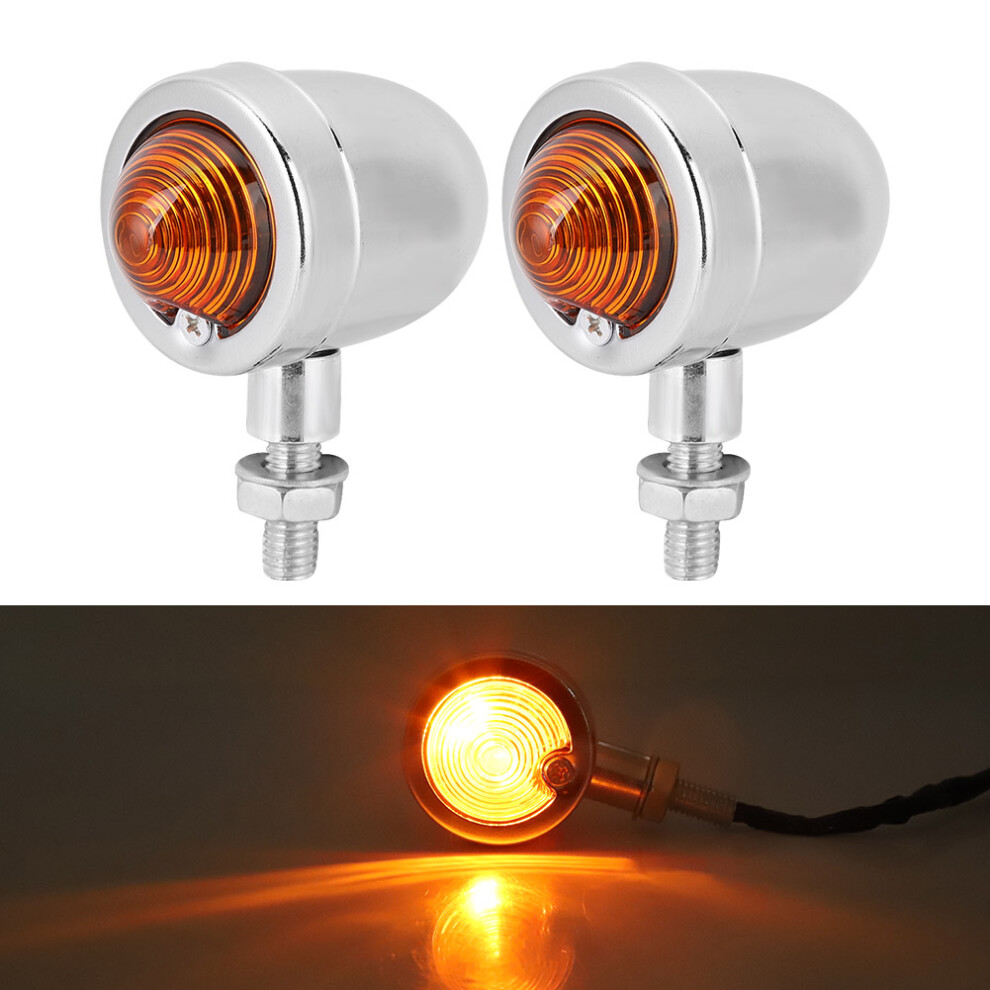 Aluminum Motorcycle Turn Signal Lights, Electroplate, Universal 12V Yellow 7901364041049