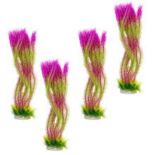 4Pieces Artificial Water Plant Home Commercial-green purple