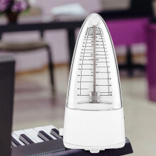 White Mechanical Bullet Style Metronome 40-208 BPM for Guitar, Piano, Drums
