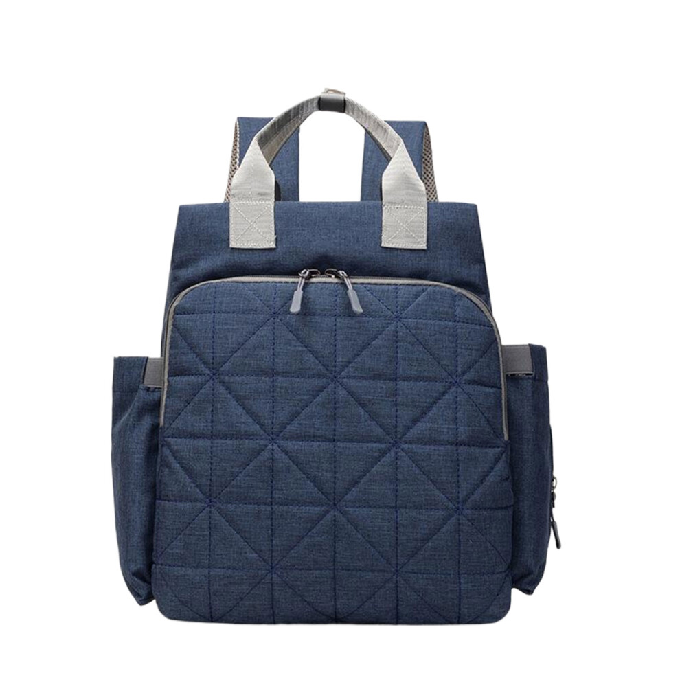(blue) Mommy Backpack Diaper Bag With Insulated Bottle Pockets For Hygienic