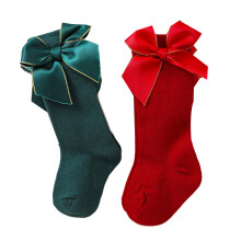2 Pair Cute Christmas Socks for-2 pairs large bow 3 to 5Years