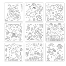9 Pack Xmas Painting Stencils Reusable Drawing Templates Santa