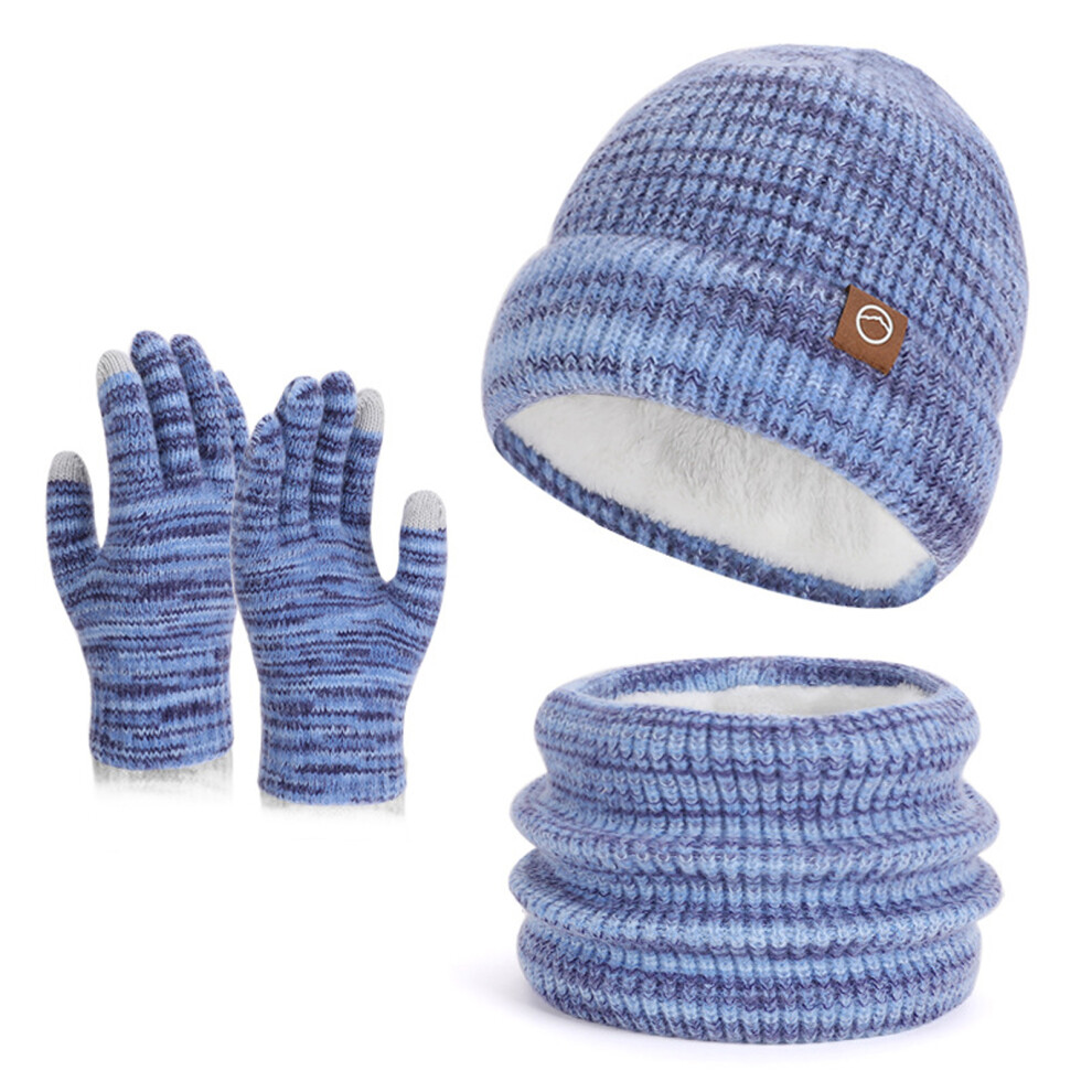 (blue) Be Prepared For Winter With Knitted Hat Tube Scarf And screen Gloves-image-OPC-PN9PJMC-NEW