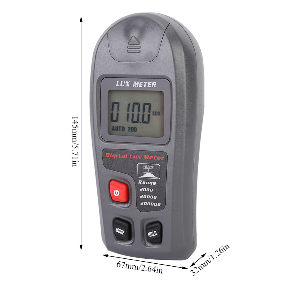 Handheld Digital Lux Meter Sensor 200,000 Lx 130G 145X67x32mm Light 7901364044620