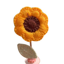 Patch-uri decorative DIY pentru decorarea biroului acasă, patch-uri brodate cu flori de margarete, albe, tricotate, 5,5 x 3,2 cm