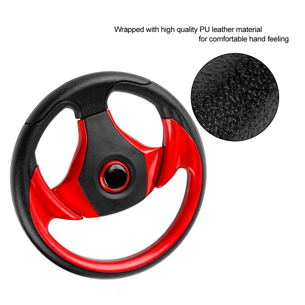 13In Pu Leather Car Sport Racing Drift Steering Wheel Universal Red 4631364047859