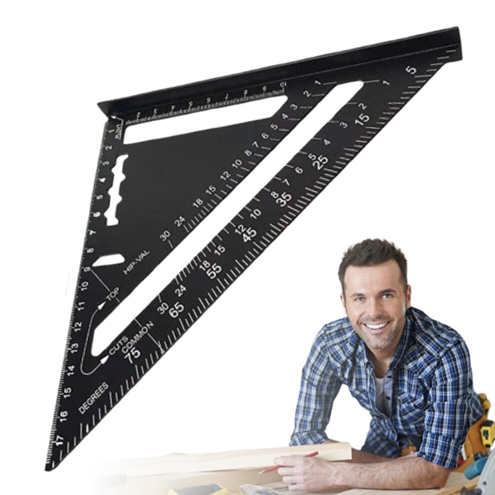 Drafting Triangle Metric Engineer Scale Ruler Metal Black Precision Measuring Tool For Woodworking Carpentry 9323874205823