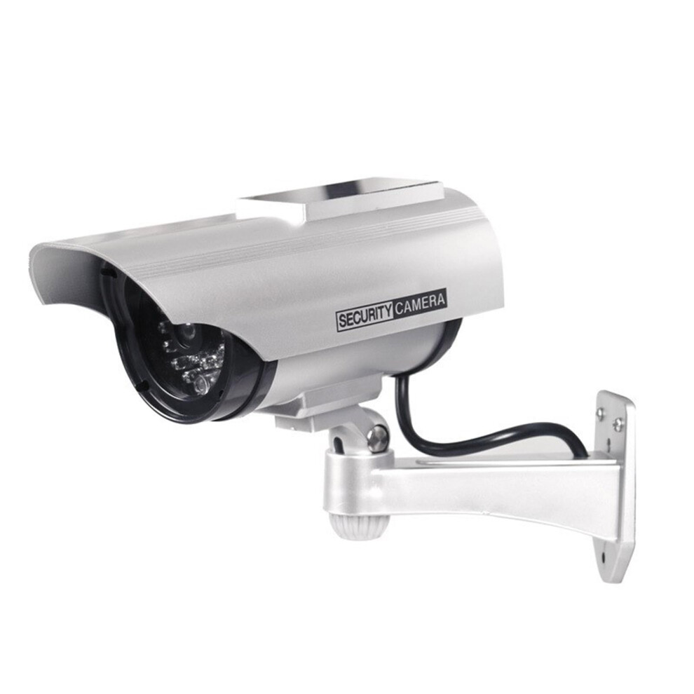 Dome Imitation Fake Security Cctv Camera Outdoor Indoor Waterproof Solar Security Camera With Led Blinking Light Silver 9067246062392