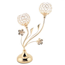 Crystal Candle Holder Set With Glittering Shine, Luxury Gold Base Candlestick For Dining Room Table Centerpiece Ideal For Wedding Events And Holiday D