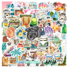 50Stück Wasserfeste Reiseaufkleber Set, Reiseaufkleber in Mini-Größe, Scrapbook Stickers, Vintage Reisen im Freien Sticker, Dekor-Aufkleber für
