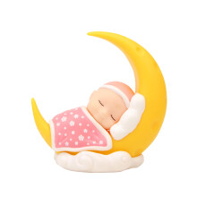 Utsøkt bjørne-månefigur, ideell for babyshowerdekorasjoner, harpikskakedekor, pynt rommet ditt med sjarmerende dashbordpynt, trygg for ammebarn