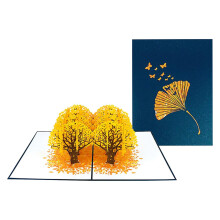 3D Ginkgo-skog pop-up blomsterbukett gratulasjonskort jubileumskort, bryllupsdagskort pop-up, 3D Valentinsdagskort, bursdagskort til kone