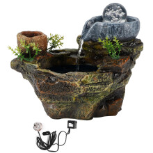 Tafelmodel waterval fontein, vervaardigd uit hars, decoratief, rustgevende geluiden, zelfcirculerend systeem, ideaal voor zenmeditatie,
