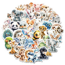 Tiere Aufkleber Kinder, 50 Stück Stickers Mit Niedlichen Aquarellen Tiere Motiven Aufkleber Kinder,Wasserfest, Lustige Tiermuster,Für Laptops,