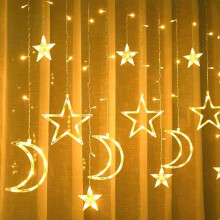Fairy String Lights Star Moon Curtain Decor With Remote Timer 8 Modes Dimmable USB Or Battery Powered LED Decorative Light For Wedding Ramadan Christm