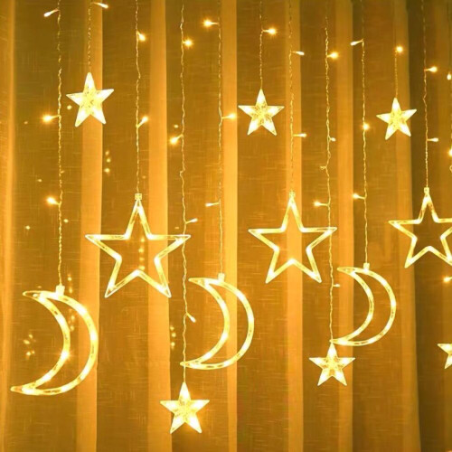 Fairy String Lights Star Moon Curtain Decor With Remote Timer 8 Modes Dimmable USB Or Battery Powered LED Decorative Light For Wedding Ramadan Christm