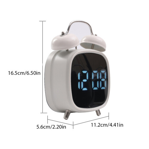 Retro Led Alarm Clock Features Loud Double-White shell green li 1