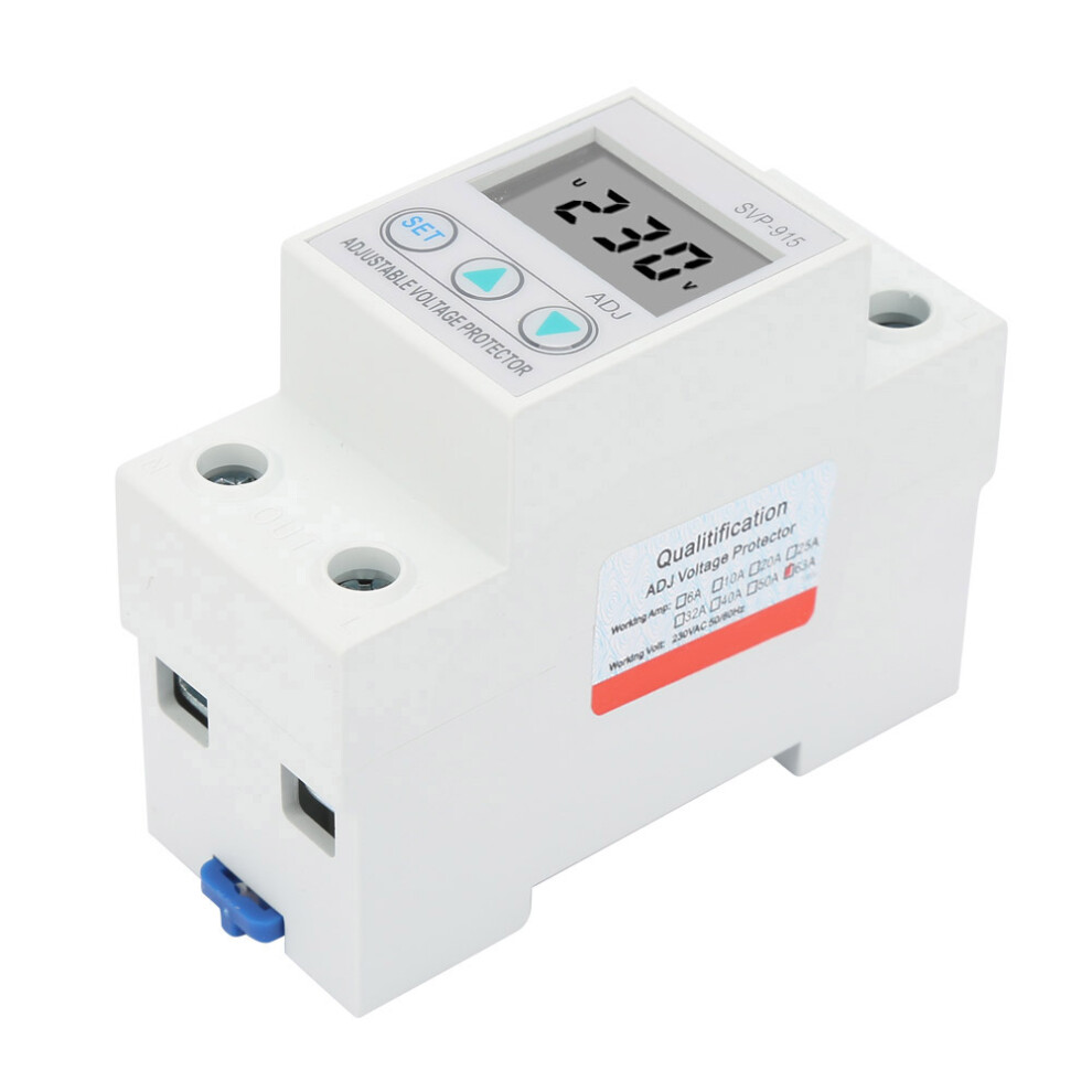Lcd Display Single Phase Adjustable Overvoltage/Undervoltage Protector 230Vac 63A 6951364054410