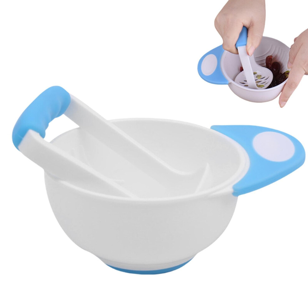 NonSlip Baby Food Bowl With Grinding Rod Blue For Fruit Puree, Vegetable Puree, Chicken Puree, Baby Food Mashing Bowls
