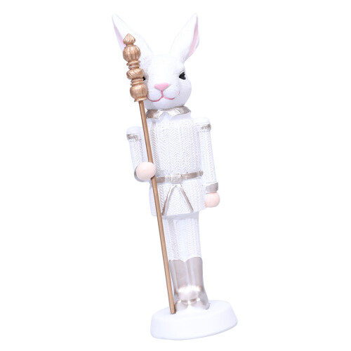 Cute Easters Rabbit with Wand Sculpture-scepter white rabbit
