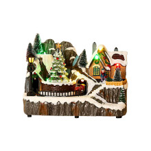 Kerst Dorpshuis Beeldje Hars Decoratieve Sculptuur Ambachten-C