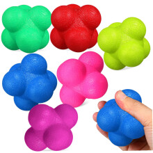 Hexagonal Reaction Balls 6Piece Set for Agility Training, HandEye Coordination, Random Bounce Baseball Fitness