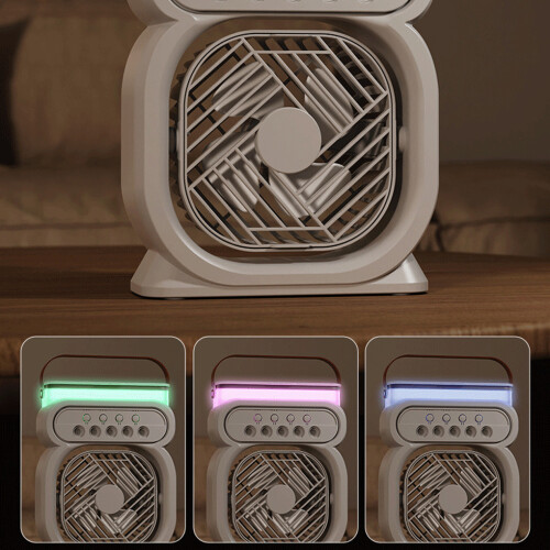 (black) Timing Switch Mini Air Cooler With LED Night Light Large Capacity 2