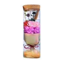 Zeitlose Sträuße aus echten Blumen, Wunschflasche mit ewiger Blume und Stimmungslicht, Geschenkidee für drinnen